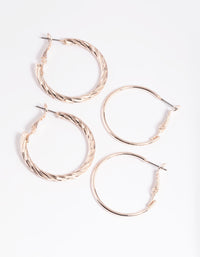 Rose Gold Plain Text Hoop Earrings - link has visual effect only