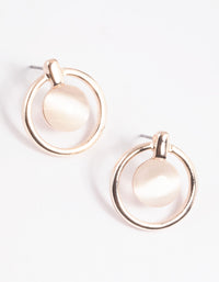 Pink Stone Circle Stud Earrings - link has visual effect only