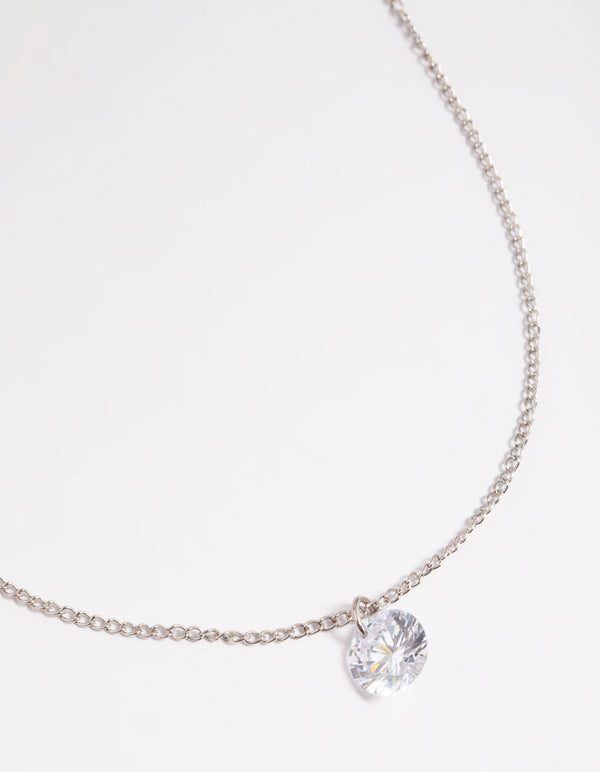 Rhodium Diamante Simple Necklace