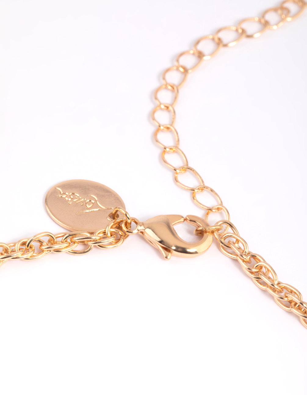 Gold Oval Link Anklet Set