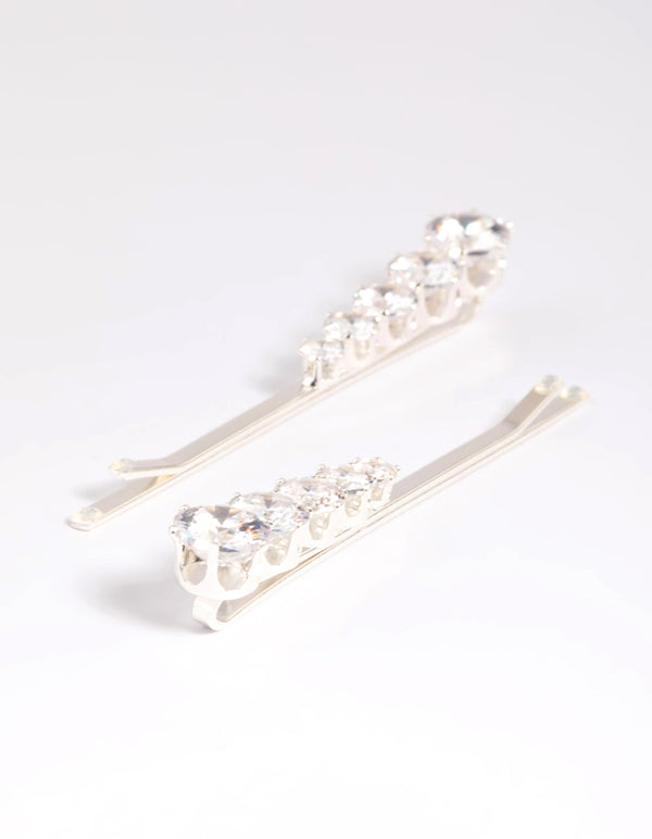 Silver Diamante Clips