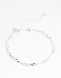 Silver Twisted Chain Anklet - link has visual effect only