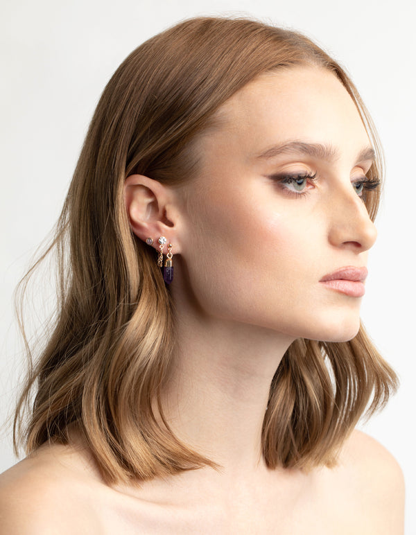Purple Amethyst Shard Earring Stack Pack