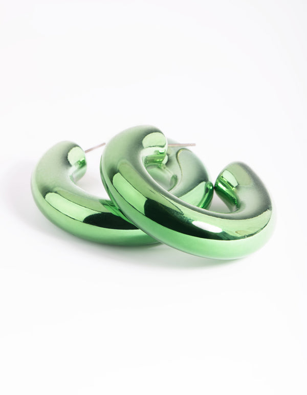 Matte Green Thick Hoop Earrings