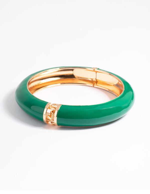 Green Enamel Clamp Bracelet