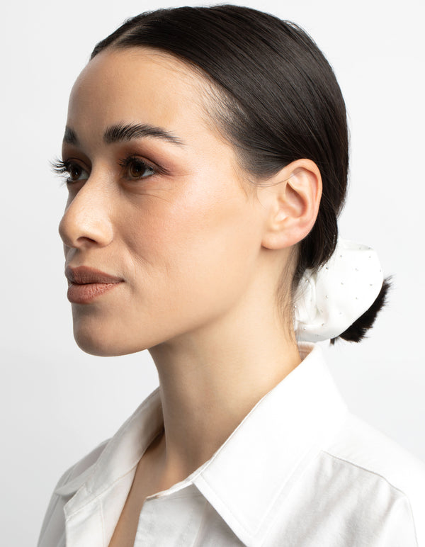 White Diamante Scrunchie