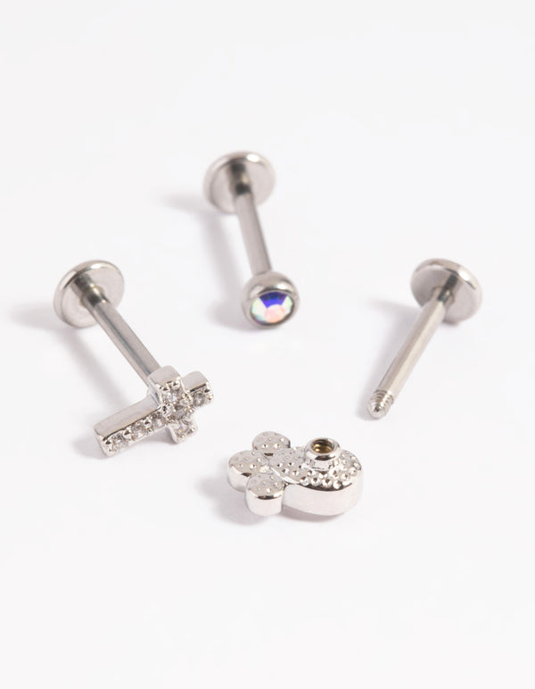 Surgical Steel Cross Flat Back Pack