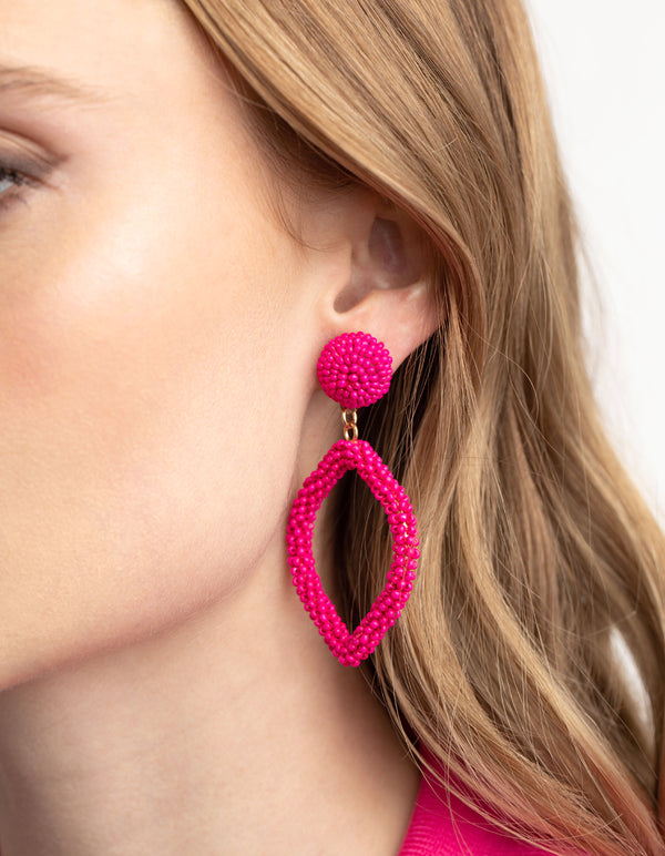 Pink Beaded Drop Earrings