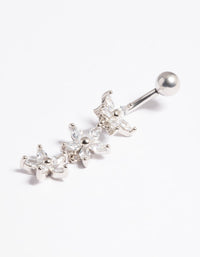 Platinum Plated Titanium Threadless Flower Belly Bar - link has visual effect only