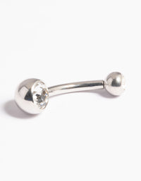 Platinum Plated Titanium Threadless Bezel Belly Bar - link has visual effect only