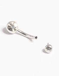 Platinum Plated Titanium Threadless Bezel Belly Bar - link has visual effect only