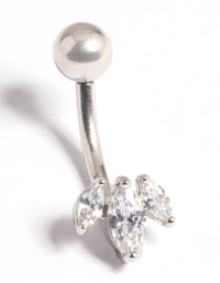 Platinum Plated Titanium Threadless Leaves Belly Bar - link has visual effect only