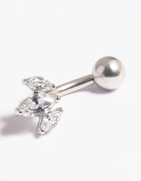 Platinum Plated Titanium Threadless Leaves Belly Bar - link has visual effect only