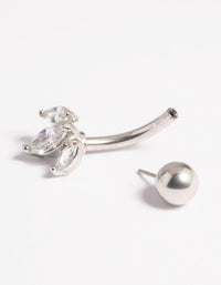 Platinum Plated Titanium Threadless Leaves Belly Bar - link has visual effect only