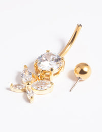 Gold Plated Titanium Threadless Butterfly Belly Bar - link has visual effect only