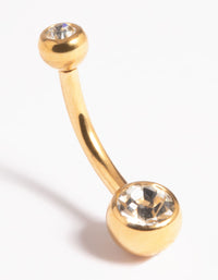 Gold Plated Titanium Threadless Bezel Belly Bar - link has visual effect only