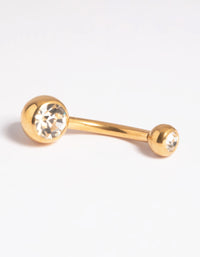 Gold Plated Titanium Threadless Bezel Belly Bar - link has visual effect only