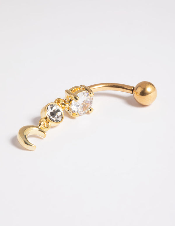 Gold Plated Titanium Threadless Celestial Belly Bar