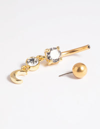 Gold Plated Titanium Threadless Celestial Belly Bar - link has visual effect only