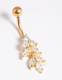 Gold Plated Titanium Threadless Marquise Crystal Belly Bar - link has visual effect only