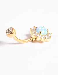 Gold Plated Titanium Threadless Opal Flower Belly Bar - link has visual effect only