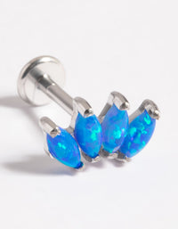 Platinum Plated Titanium Threadless Blue Opal Marquise Flat Back - link has visual effect only