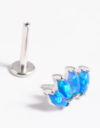 Platinum Plated Titanium Threadless Blue Opal Marquise Flat Back - link has visual effect only