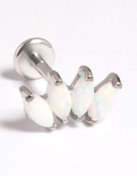 Platinum Plated Titanium Threadless White Opal Marquise Flat Back Pack - link has visual effect only