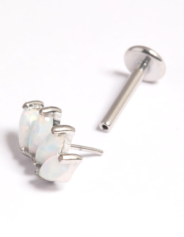 Platinum Plated Titanium Threadless White Opal Marquise Flat Back Pack