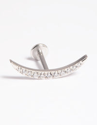 Platinum Plated Titanium Threadless Cubic Zirconia Half Moon Flat Back Pack - link has visual effect only