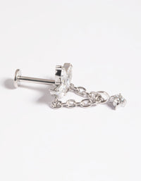 Platinum Plated Titanium Threadless Crystal Marquise Chain Flat Back - link has visual effect only