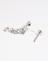 Platinum Plated Titanium Threadless Crystal Marquise Chain Flat Back - link has visual effect only
