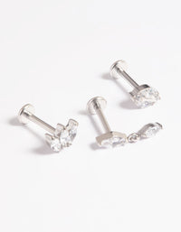 Platinum Plated Titanium Threadless Crystal Marquise Flat Back Pack - link has visual effect only