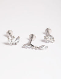 Platinum Plated Titanium Threadless Crystal Marquise Flat Back Pack - link has visual effect only