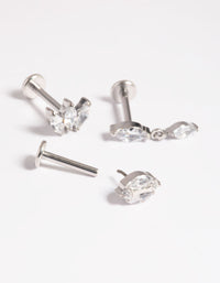 Platinum Plated Titanium Threadless Crystal Marquise Flat Back Pack - link has visual effect only