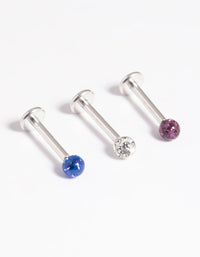 Platinum Plated Titanium Threadless Crystal Pave Flat Back Pack - link has visual effect only