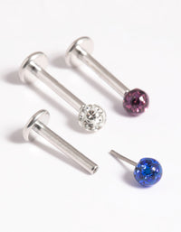 Platinum Plated Titanium Threadless Crystal Pave Flat Back Pack - link has visual effect only