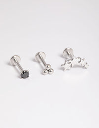 Platinum Plated Titanium Threadless Star Flat Back Pack - link has visual effect only