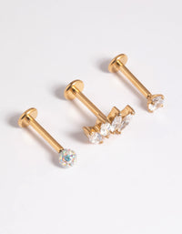 Gold Plated Titanium Threadless Pave Flat Back Pack - link has visual effect only