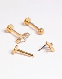 Gold Plated Titanium Threadless Cubic Zirconia Snake Flat Back Pack - link has visual effect only