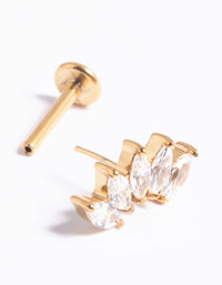 Gold Plated Titanium Threadless Crystal Marquise Flat Back - link has visual effect only