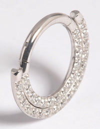 Platinum Plated Titanium Cubic Zirconia Statement Clicker Ring - link has visual effect only
