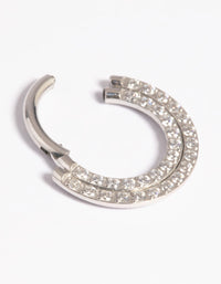 Platinum Plated Titanium Cubic Zirconia Statement Clicker Ring - link has visual effect only