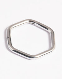 Platinum Plated Titanium Hexagon Clicker Ring - link has visual effect only