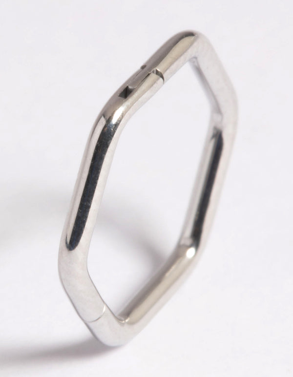 Platinum Plated Titanium Hexagon Clicker Ring