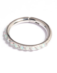 Platinum Plated Titanium Opal Clicker Ring - link has visual effect only