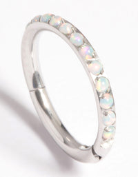 Platinum Plated Titanium Opal Clicker Ring - link has visual effect only