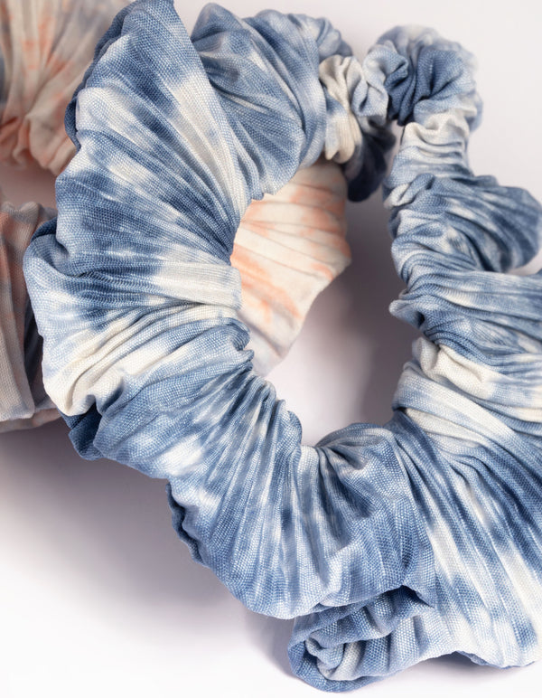 Pleated Tie Dye Scrunchie Set