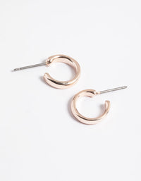 Rose Gold Rounded Huggie Hoop Earrings - link has visual effect only