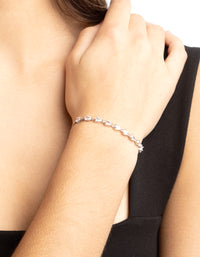 Silver Cubic Zirconia Pear Toggle Bracelet - link has visual effect only